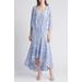 Metallic Floral High-low Chiffon Jacquard Midi Dress With Jacket - Blue - Alex Evenings Dresses