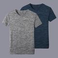 Multi Packs 2pcs Men's Crew Neck Short Sleeves Navy BlueDark Gray T shirt Tee Tee Top Plain Daily Wear Vacation Polyester Spring Summer