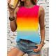 Women's Tank Top Vest Feather Casual Pink Sky Blue Khaki Print Sleeveless Vintage Ethnic Crew Neck Regular Fit Summer