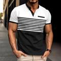 Men's Golf Shirt Golf Polo Work Casual V Neck Short Sleeve Basic Modern Stripes Pocket Spring Summer Regular Fit White Army Green Red Orange Gray Golf Shirt