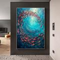 Handmade Oil Painting Canvas Wall Art Decoration Abstract Marine Fish Shoal of Fish for Home Decor Rolled Frameless Unstretched Painting