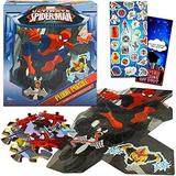 Marvel Store Spiderman Floor Puzzle for Toddlers - Amazing Spiderman 46 Piece Foam Puzzle Bundle with Spiderman Stickers and More for Boys and Girls (Spiderman Floor Puzzles for Kids)