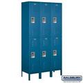 Salsbury 15 in. x 6 ft. x 15 in. 3 Wide Double Tier Standard Metal Locker - Blue - Assembled