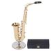 Miniature Saxophone with Stand Brass Lifelike Mini Musical Instrument Dollhouse Model Home Decoration