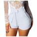 EHQJNJ Female Shorts for Women High Waisted with Pockets Women s High Waisted Hem Distressed Ripped Casual Shorts Bike Shorts Women Tummy Control Women Jean Shorts