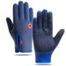 Winter Gloves Touch Screen Warm Gloves Windproof Cycling Driving Thermal Gloves Adjustable Full Finger Mittens(Blue) S