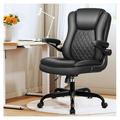 Office Chair Executive Office Chair Ergonomic Leather Desk Chair with Wheels Swivel Computer Task Chair with Lumbar Support and -up Armrests Black
