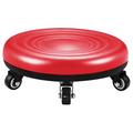 Drevy Low Rolling Stool with Wheels PU Leather Seat Wheel Stool Chair Round Rolling Seat Stool with Universal Wheels for Home Office Fitness (Red)