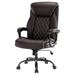 Drevy Computer Chair-Office Chair-Executive Office Chair with Fixed Armrests-Ergonomic Office Desk Chair High Back-Computer Chair with Wheels-Leather Office Chair Black with Paded Armrests