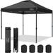 KAMPKEEPER Pop up Canopy Tent 3 Adjustable Height with Wheeled Carrying Bag 4 Ropes and 4 Stakes (Black)
