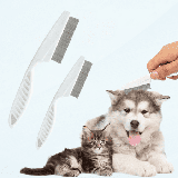 Pet Hair Comb Tear Stain Removal Pets Grooming Comb Kit for flea comb for dogs 2 in 1 Dog Combs Tooth Stainless Grooming Massage Dual-Sided Comb (White)