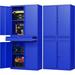 U-SHARE Metal Garage Storage Cabinet with Drawer 4 Door Tool Cabinet with Lock-2 Adjustable Shelves for Garage Home Office Utility Room (4 Door-Blue)