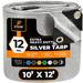 Heavy Duty Silver Poly Tarp 10 X 12 - Multipurpose Protective Cover - Durable Waterproof Weather Proof Rip and Tear Resistant - Extra Thick 12 Mil Polyethylene - by Xpose Safety