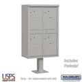 Salsbury Industries 30.5 x 62 x 18 in. Outdoor Parcel Locker - 4 Compartments - USPS Access Gray