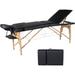 Massage Bed Portable 3 Folding Massage Table Wood Frame 84In Height Adjustable Massage Therapy Table Spa Bed Salon Lash Extension Bed Black