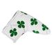 Good Luck Four Leaf Golf Putter Headcover Thick Plush L Shaped Golf Blade Putter Head Cover White