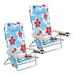 Alpha Camper Set of 2 Aluminum Oversized Portable Folding Camping Chairs with 5-Positions & Wood Armrests Flower Pattern