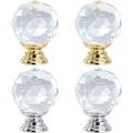 4Pcs 27mm Ball Drawer Handle Base Cabinet Door Knobs Crystal Pull Handles with Screws for Cupboard Home Decorating