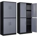 LLBIULife Metal Locking Cabinet with 4 Doors and 2 Adjustable Shelves 71 Lockable Garage Tall Steel Cabinet for Home Office Living Room Pantry Gym Commercial (Gray Black)