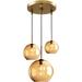 3-Light Spherical Amber Glass Pendant Lighting Globe Glass Hanging Lamp Chandelier Hanging Light (Amber)