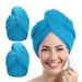 Microfiber Hair Towel Wrap for Women. 2 Pack 10 inch X 26 inch Super Absorbent Quick Dry Hair Turban for Drying Curly Long Thick Hair(Sky Blue)