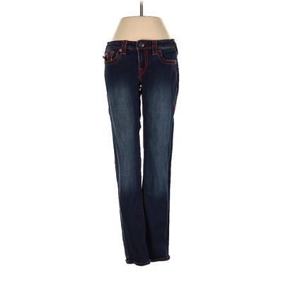 True Religion Jeans - Low Rise Straight Leg Boyfriend: Blue Bottoms - Women's Size 27 - Dark Wash