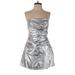 Zara Romper High Neck Sleeveless: Silver Print Rompers - Women's Size Large