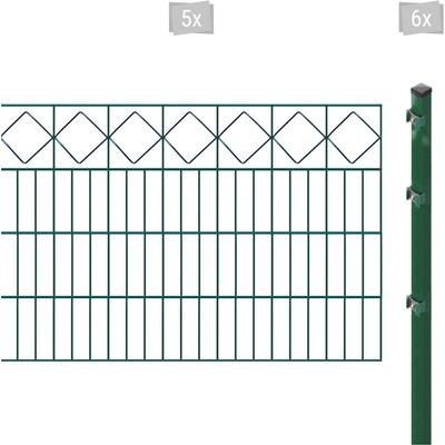 Doppelstabmattenzaun ARVOTEC "ESSENTIAL 80 zum Einbetonieren "Karo" mit Zierleiste", grün (dunkelgrün), H:80cm, Stahl, Kunststoff, Zaunelemente, Zaunhöhe 80 cm, Zaunlänge 2 - 60 m