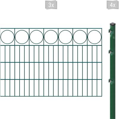 Doppelstabmattenzaun ARVOTEC "ESSENTIAL 80 zum Einbetonieren "Ring" mit Zierleiste", grün (dunkelgrün), H:80cm, Stahl, K