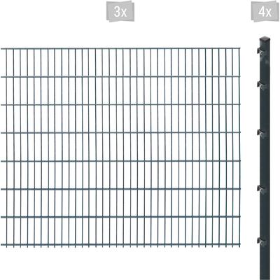 Doppelstabmattenzaun ARVOTEC "ESSENTIAL 143 zum Einbetonieren", grau (anthrazit), H:143cm, Stahl, Kunststoff, Zaunelemen