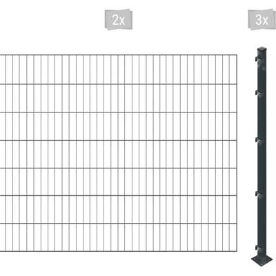 Einstabmattenzaun ARVOTEC "ESSENTIAL 140 zum Einbetonieren", grau (anthrazit), H:140cm, Stahl, Kunststoff, Zaunelemente,