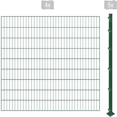 Einstabmattenzaun ARVOTEC "ESSENTIAL 180 zum Einbetonieren", grün (dunkelgrün), H:180cm, Stahl, Kunststoff, Zaunelemente