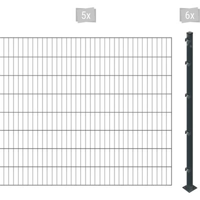 Einstabmattenzaun ARVOTEC "ESSENTIAL 160 zum Einbetonieren", grau (anthrazit), H:160cm, Stahl, Kunststoff, Zaunelemente,