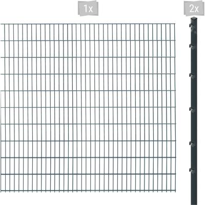 Doppelstabmattenzaun ARVOTEC "ESSENTIAL 203 zum Einbetonieren", grau (anthrazit), H:203cm, Stahl, Kunststoff, Zaunelemente, Zaunhöhe 203 cm, Zaunlänge 2 - 60 m Image