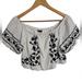 American Eagle Outfitters Tops | American Eagle Off The Shoulder Floral Embroidered Crop Top 100% Cotton Size M | Color: Black/White | Size: M