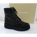 Michael Kors Shoes | Michael Kors Aniya Lug Bootie Side Zip Lace Up Combat Boots Glitter Black Size 7 | Color: Black | Size: 7