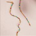 Anthropologie Jewelry | Anthropologie Rainbow Jeweled Chain Earrings | Color: Gold | Size: Os