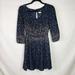 Anthropologie Dresses | Anthro Cooperative Dress Size Small 3/4 Sleeve Pockets Floral Print Navy Blue | Color: Blue/White | Size: S