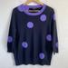 J. Crew Sweaters | J Crew Merino Wool Purple Polka Dot Tippi Blue Crewneck Sweater Blouse Size Lrg | Color: Blue/Purple | Size: L