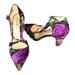 Anthropologie Shoes | Anthropologie, Billy Ella Velvet Floral Block Heels, 3.5”, Purp/Blk/Green/Gray | Color: Black/Purple | Size: 8.5