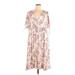 Torrid Casual Dress - Wrap V Neck Short sleeves: Ivory Paisley Dresses - Women's Size 2X Plus - Print Wash