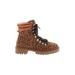 Ann Taylor LOFT Ankle Boots: Combat Chunky Heel Bohemian Brown Leopard Print Shoes - Women's Size 7 1/2 - Round Toe