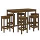 vidaXL Scandinavian Farmhouse Style Garden Bar Set - Solid Pine Wood 7-Piece with Honey Brown Finish – Table & 6 Chairs, Garden, Patio, Balcony Furniture