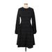 Leota Casual Dress - A-Line High Neck 3/4 sleeves: Black Dresses - Women's Size Medium