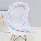 PTKG Baby Braided Crib Bumper Knotted Cot Bumpers Bed Braid Pillows Cushion for Room Decor, 100% Cotton Soft Knot Pillow Baby Bed Cushion All Round Braided Protector Baby Bumpers,pink+white+blue,3.5m