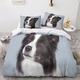 GEEYOU Border Collie Childrens And Adults Quilt Cover Set with Pillow Cases Bedding Set Sleep Aid Duvet Cover Pet Dog Comforter Hidden Zipper Microfiber for Boys Girls King（220x240cm）