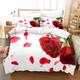 ZXBNNN Luxury Red Rose Rose Bedding Set Flowers Lovers Duvet Cover Girl Duvet Cover Bedroom Bedding Duvet Cover Set Full Size 173x218cm*1/43x63cm*2