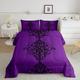 Erosebridal Paisley Flower Bedding Set Queen Size Black Floral Leaves Comforter Set Modern Luxury Design Hotel Style Down Comforter for Women Girls Adult Warm Soft Room Decor Duvet Set, Purple