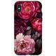 Hülle für iPhone X/XS Magenta und Blush Pink Pfingstrosen Blumenmuster dunkles Blumenmuster