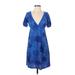 Splendid Cocktail Dress: Blue Floral Motif Dresses - Women's Size Small